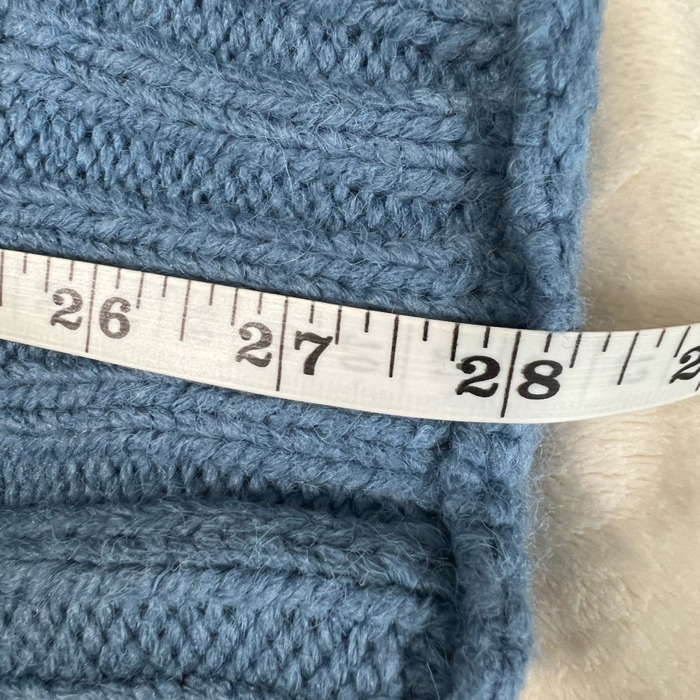 American Eagle Chunky Knit Sweater Blue Oversized V-Neck Size L Cozy - Picture 10 of 11